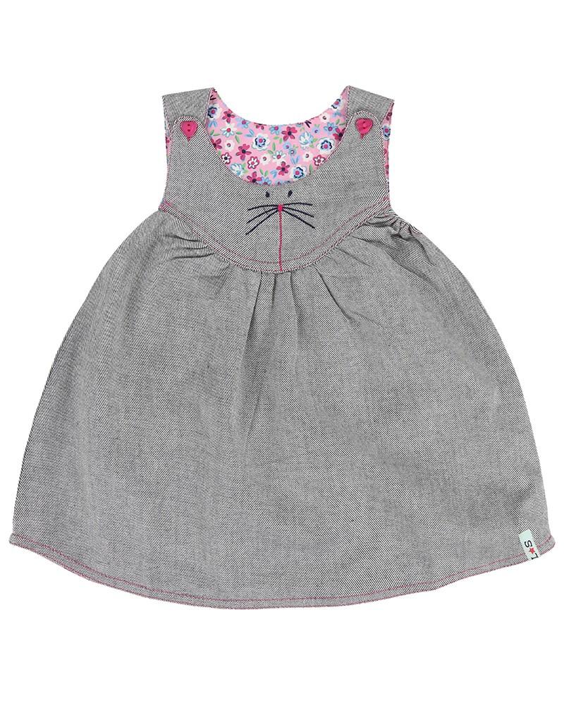 Reversible Pini Dress- Cat Face/ Ditsy