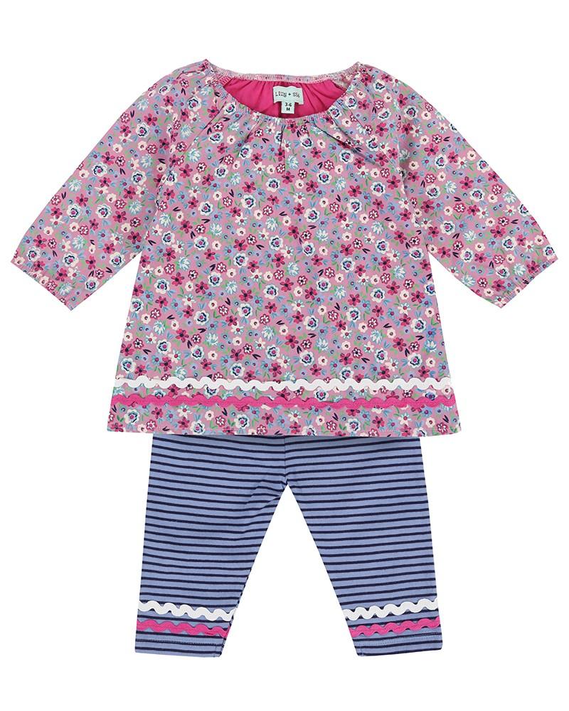 Ditsy Dress And Leggings Set