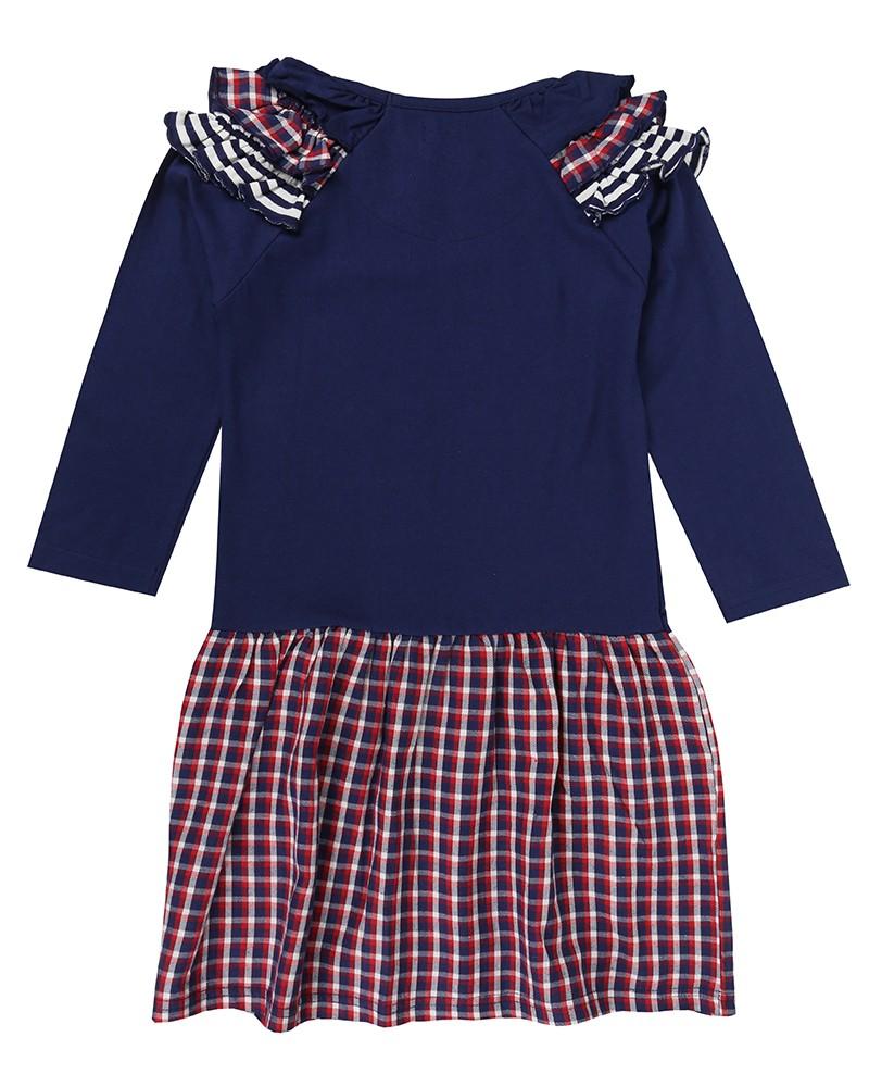 Swan Applique Check Dress