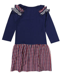 Swan Applique Check Dress