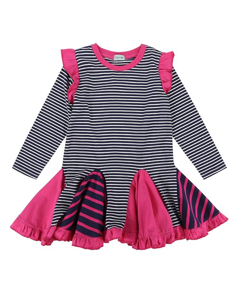 Full Circle Insert Dress- Navy Stripe