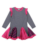 Full Circle Insert Dress- Navy Stripe