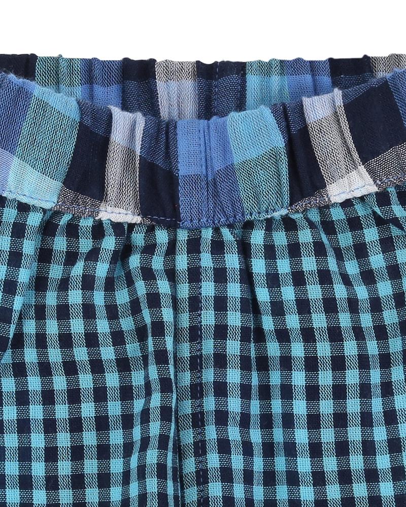 Reversible Applique Dino Short Set- Check Woven