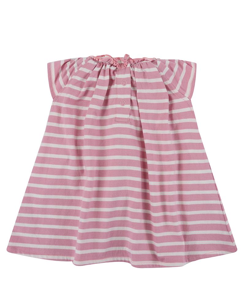 Pretty Gathered Stripe Dress- Pink