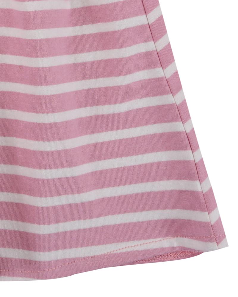 Pretty Gathered Stripe Dress- Pink