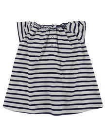 Pretty Gathered Stripe Dress- Navy