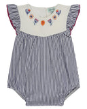 Embroidered Stripe Woven Romper