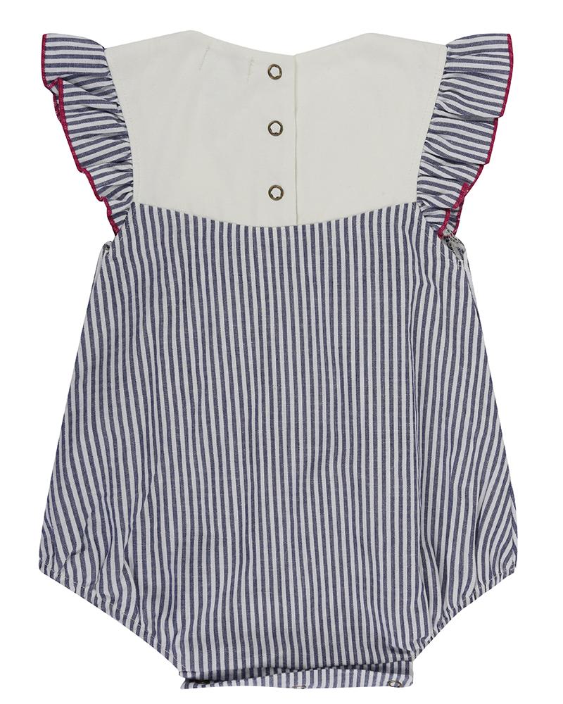 Embroidered Stripe Woven Romper