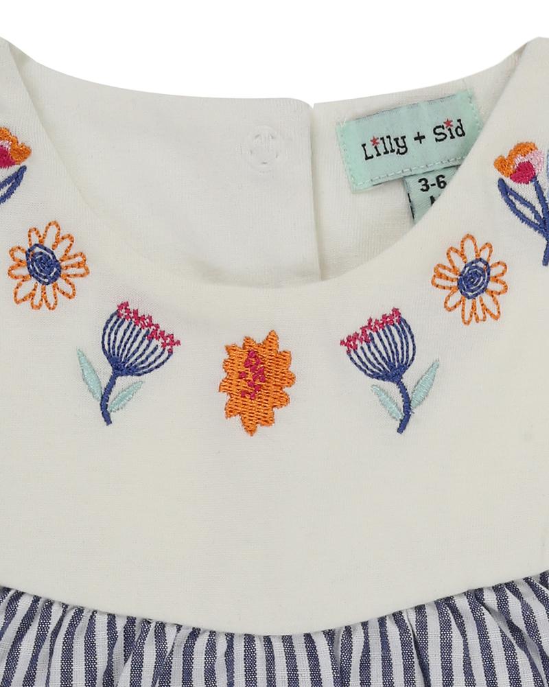 Embroidered Stripe Woven Romper