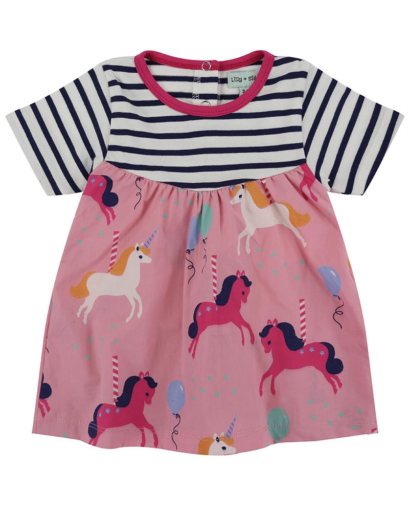 Fabric Mix Dress - Carousel / Stripe