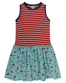 Mix Fabric Dress - Stripe/Ships