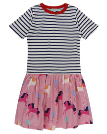 Fabric Mix Dress - Carousel/ Stripe