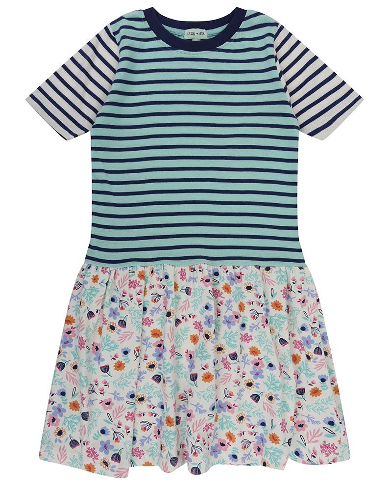 Print Mix Dress- Stripe/Ditsy