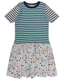 Print Mix Dress- Stripe/Ditsy