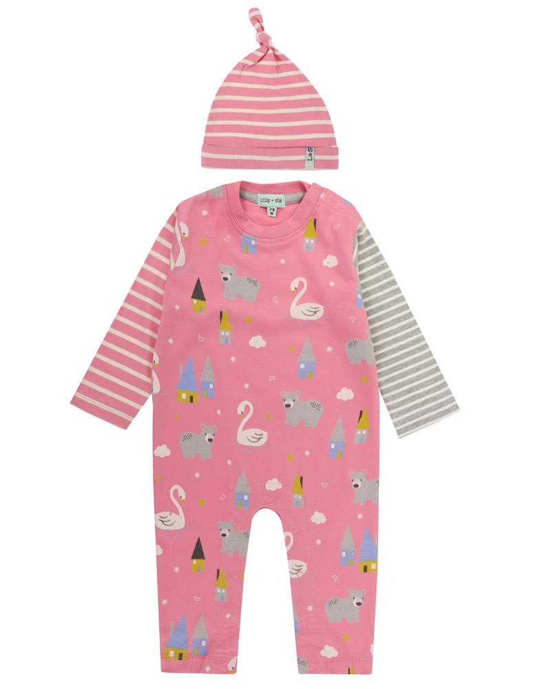 Swan Print Playsuit/Hat Set