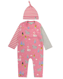 Swan Print Playsuit/Hat Set