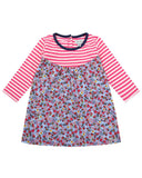 Mix Fabric Dress Floral/Stripe