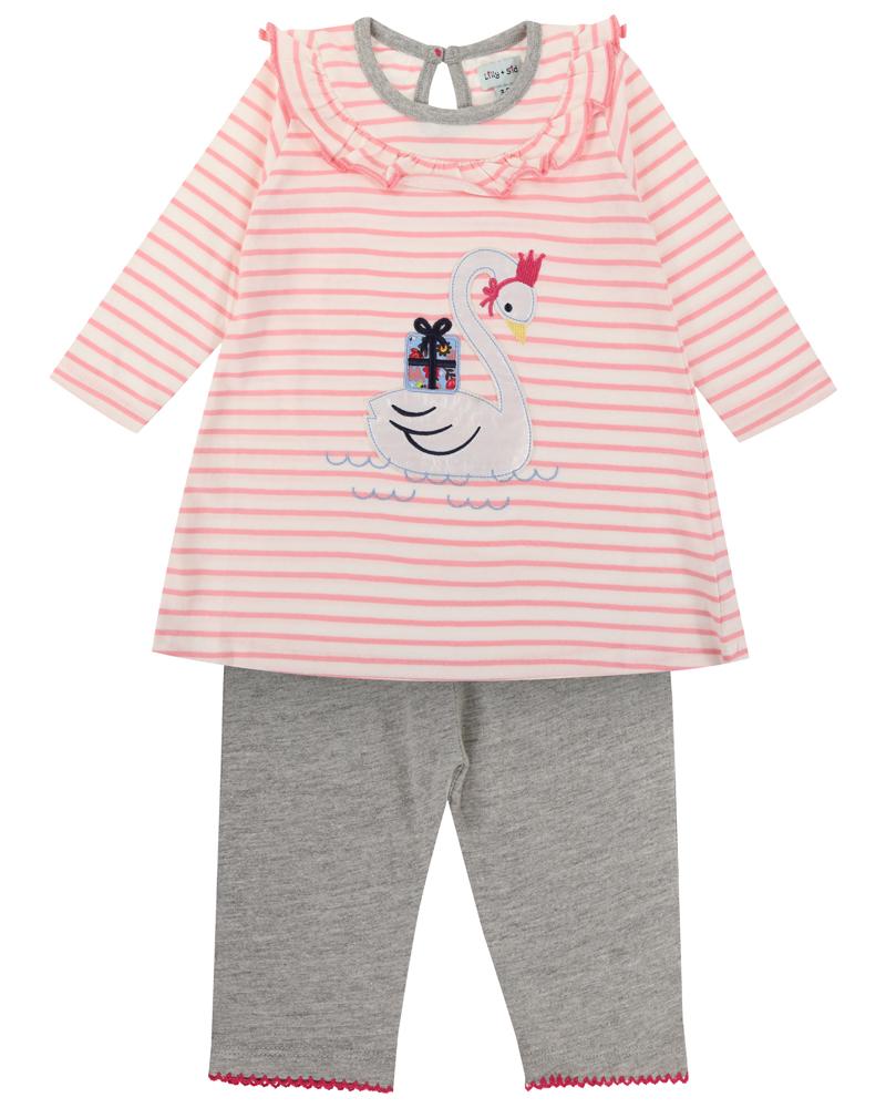 Swan Applique Dress/Leggings Set