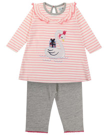 Swan Applique Dress/Leggings Set