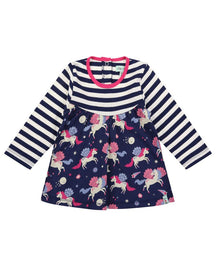 Mix Fabric Dress Pegasus/Stripe