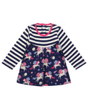 Mix Fabric Dress Pegasus/Stripe