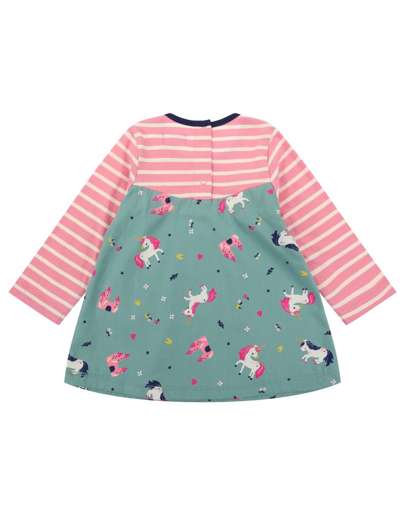 Mix Fabric Dress Unicorn/Stripe