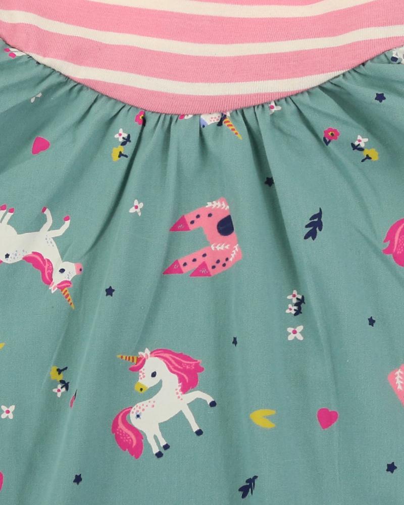 Mix Fabric Dress Unicorn/Stripe