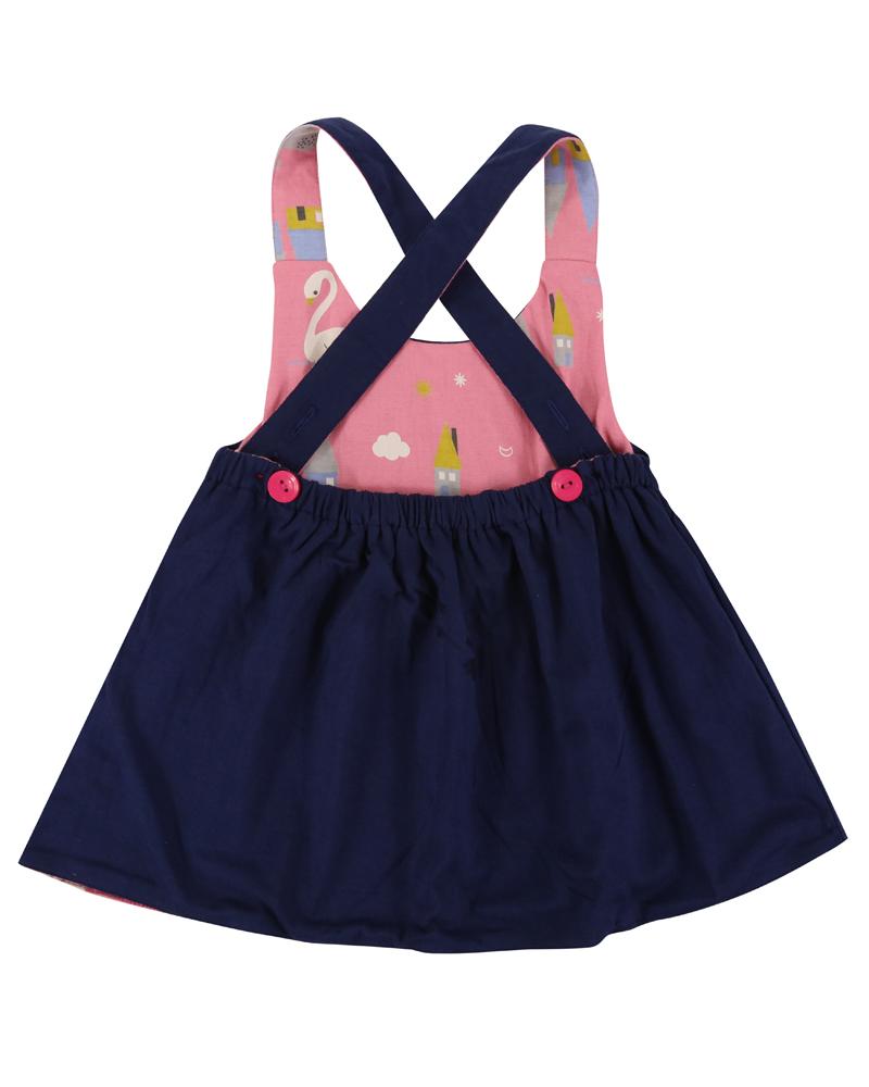 Reserse Pini Dress- Swan/Navy