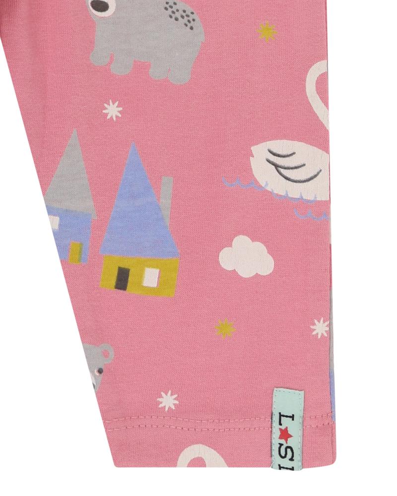 Frill Neck Top And Swan Leggings Set