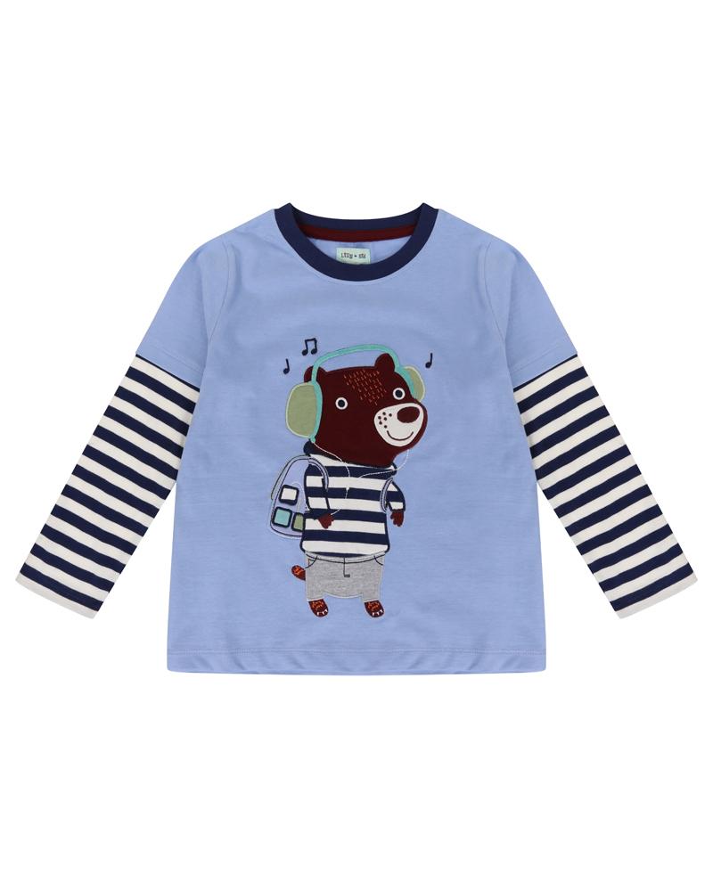 Headphones Bear Applique Top