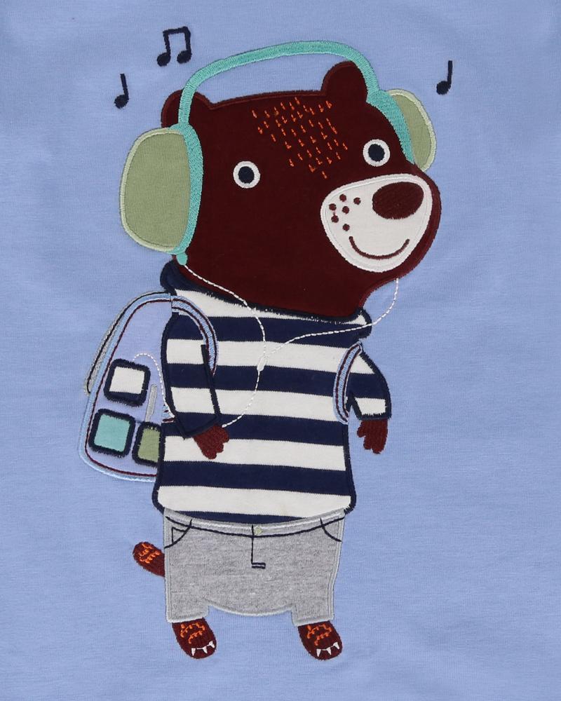 Headphones Bear Applique Top