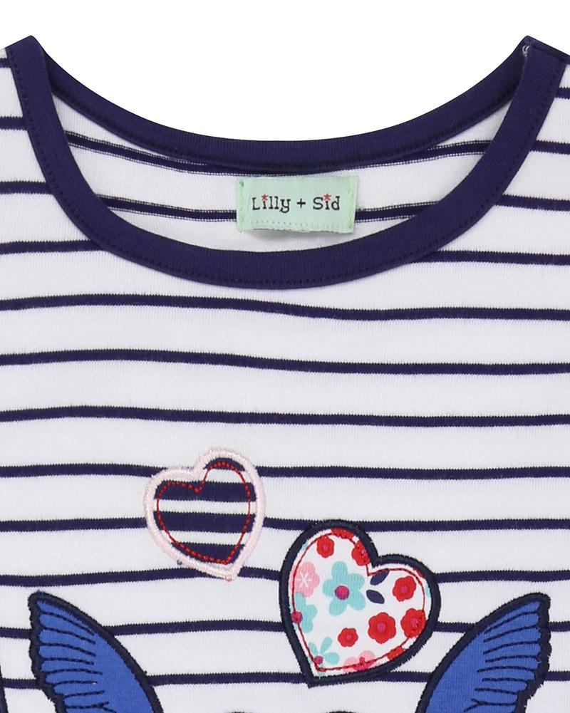 Stripe Applique Dress- Love Birds