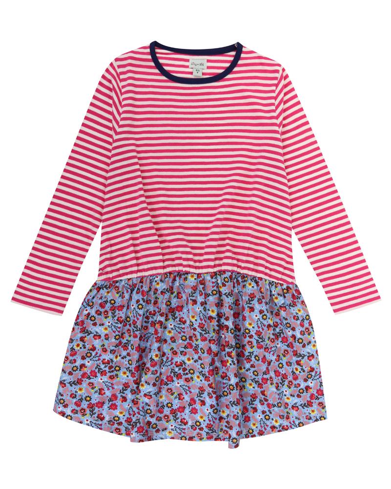 Fabric Mix Dress Stripe/Floral