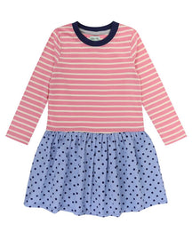 Fabric Mix Dress- Stripe/Dotty