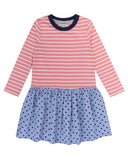 Fabric Mix Dress- Stripe/Dotty
