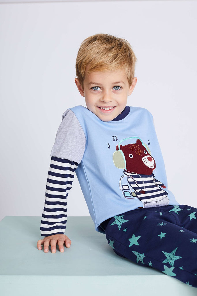 Headphones Bear Applique Top