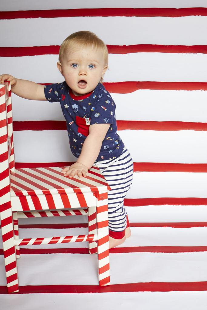 Stripe Leggings - Navy