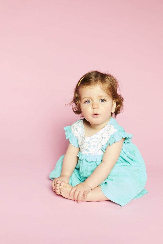 Mint Lace Trim Dress