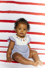 Embroidered Stripe Woven Romper