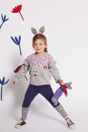 Bunny Face Sweatshirt- Grey