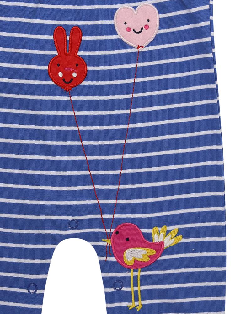 Smocked Applique Playsuit- Balloon Birdie